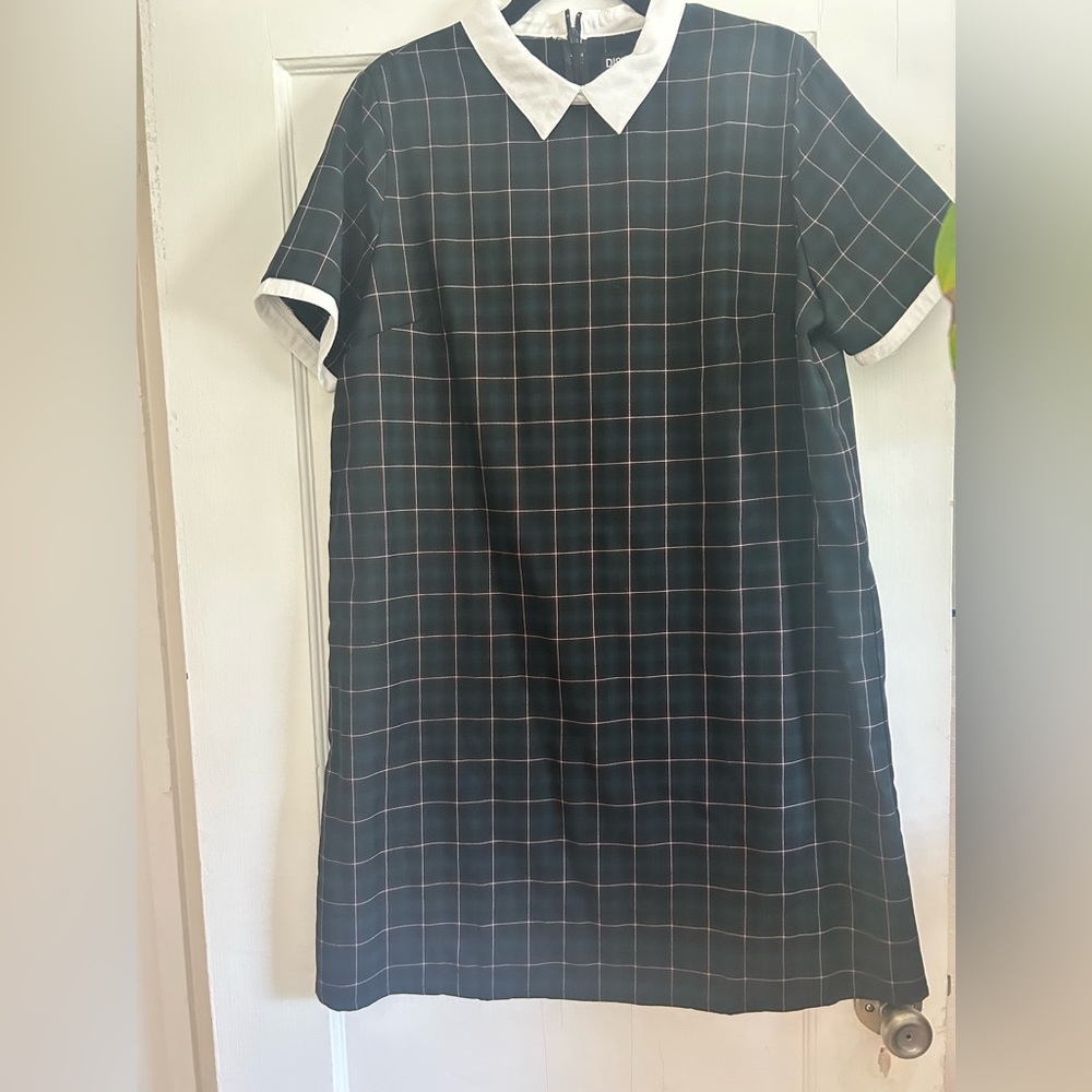 Disturbia Black Shift Dress with White Grid Lines